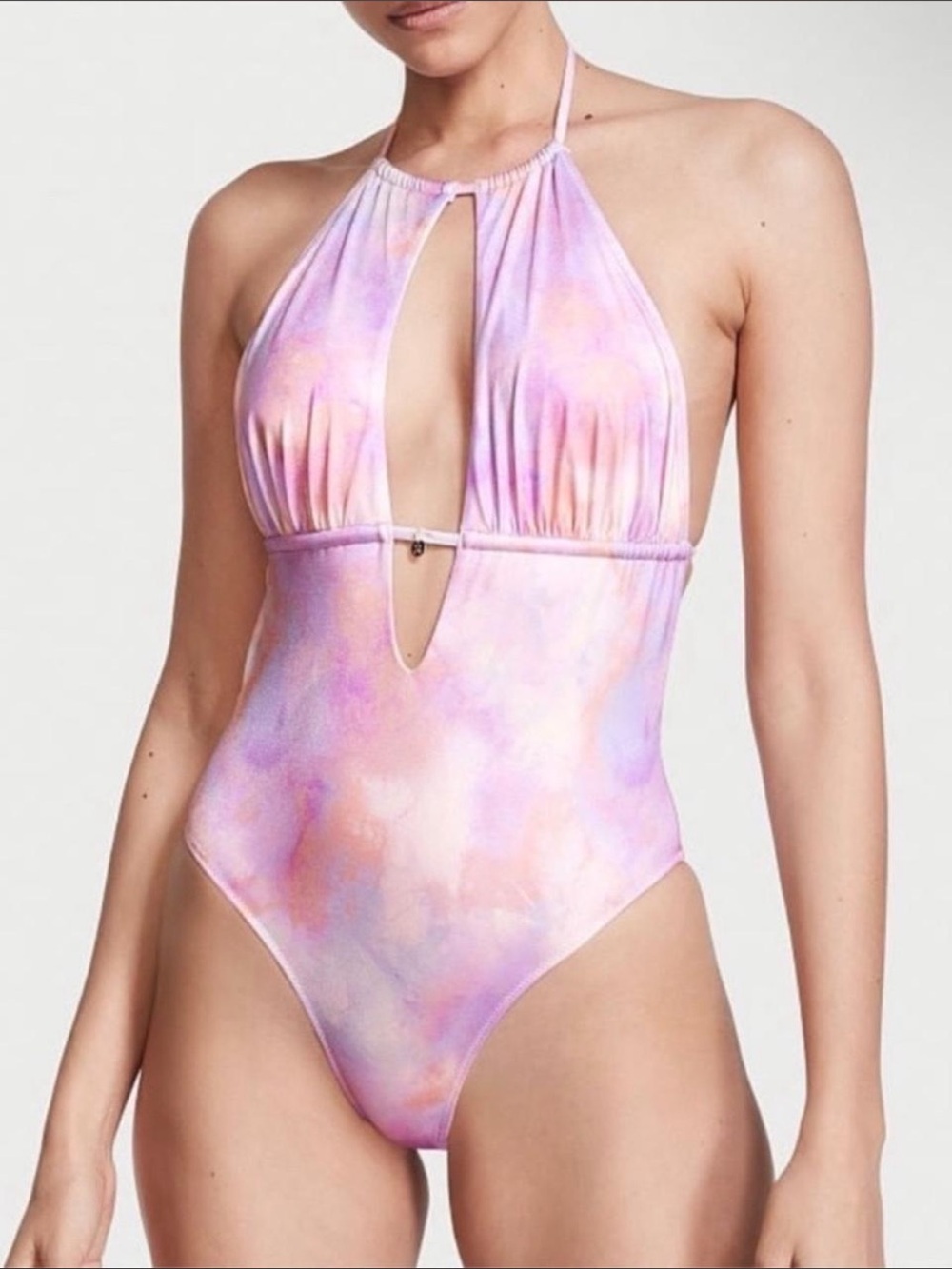 Victorias Secret Light pink & purple watercolor/tie-dye 1 piece swimsuit. XL.